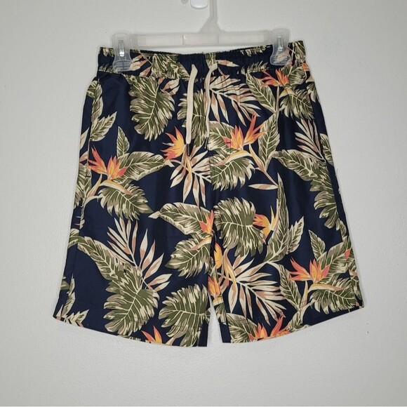 Nordstrom tropical print pull on netted drawstring Beach boating swim trunks xs - Picture 1 of 5